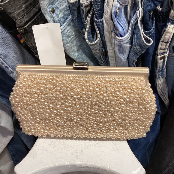 Samiras pearl beaded frame Evening formal clutch bag - Picture 2 of 6